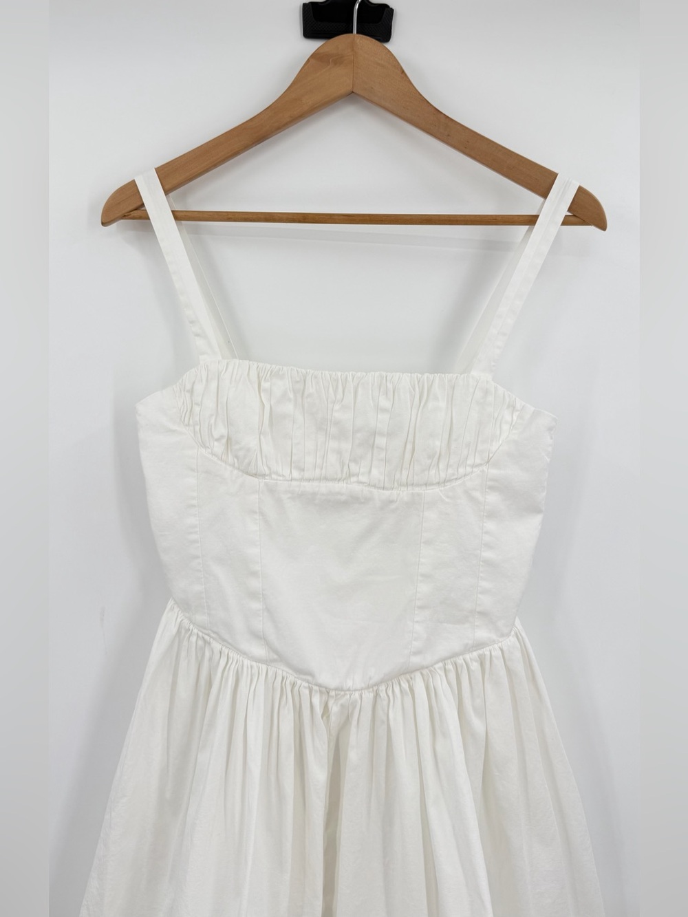 Zara White Cotton Corset babydoll mini Dress S summer vacation bridal drop waist - Picture 4 of 13